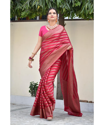 Light Pink Jacquard Saree for Women – Elegant Festive & Traditional Wear