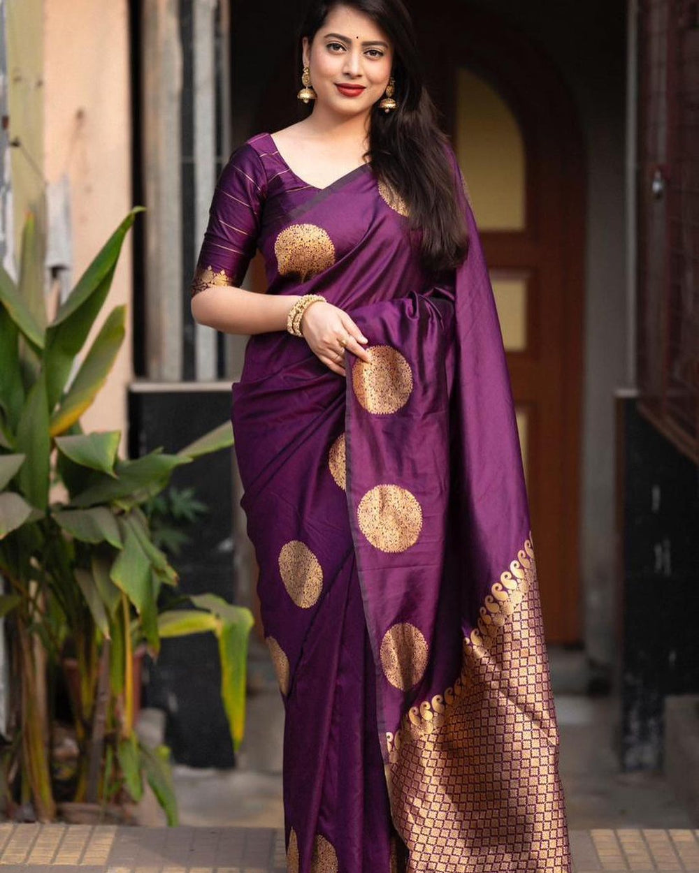 Premium Wine Jacquard Saree