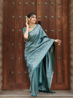 Peacock Blue Jacquard Saree