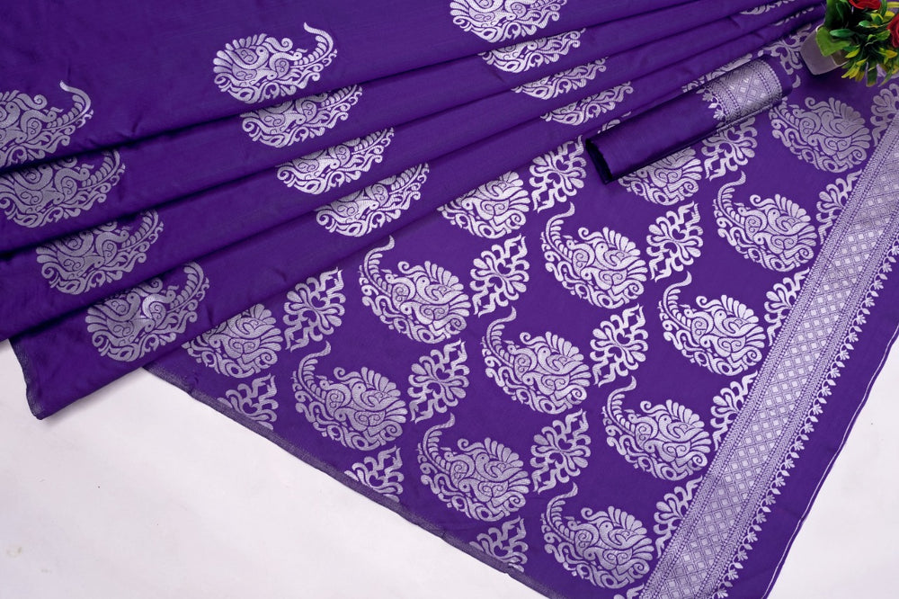 Elegant Purple Jacquard Saree