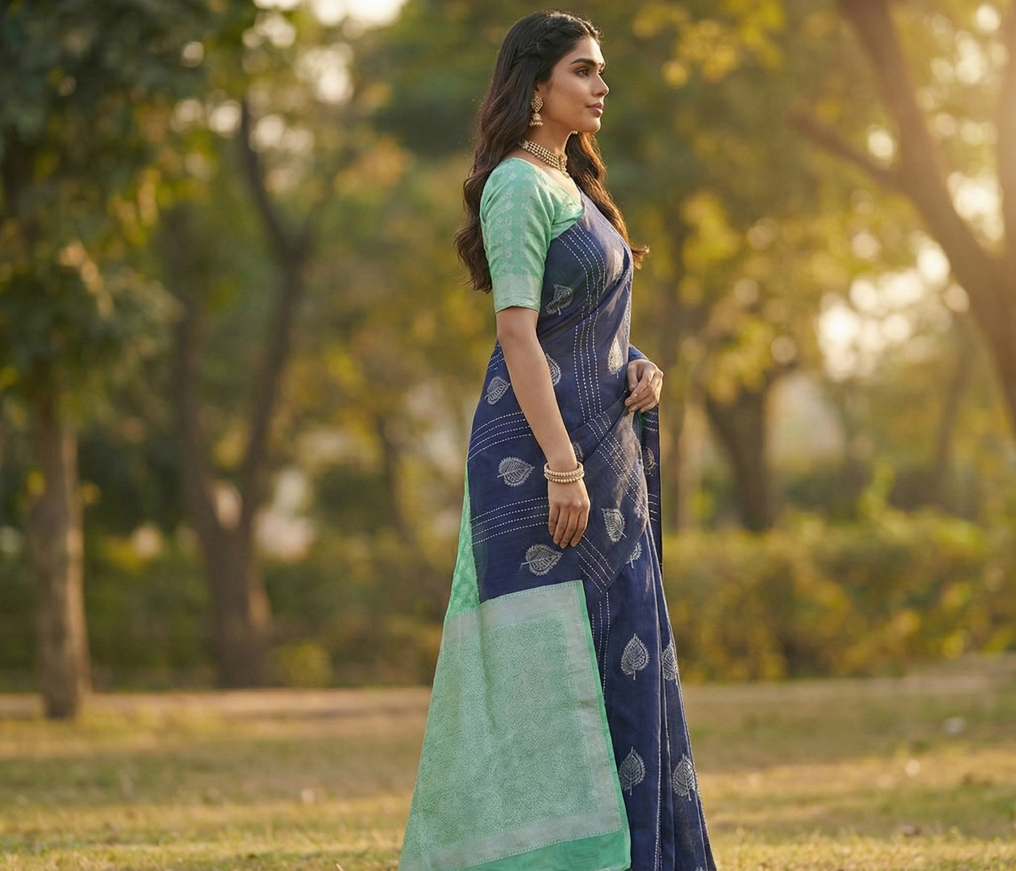 Blue Jacquard Saree