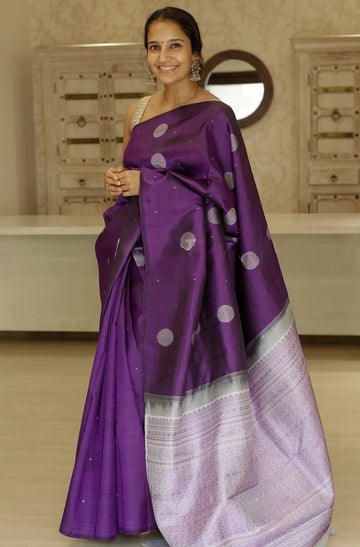 Elegant Dark Purple Jacquard Saree for Weddings & Festive Celebrations