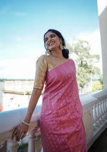 Charming Pink Jacquard Saree 