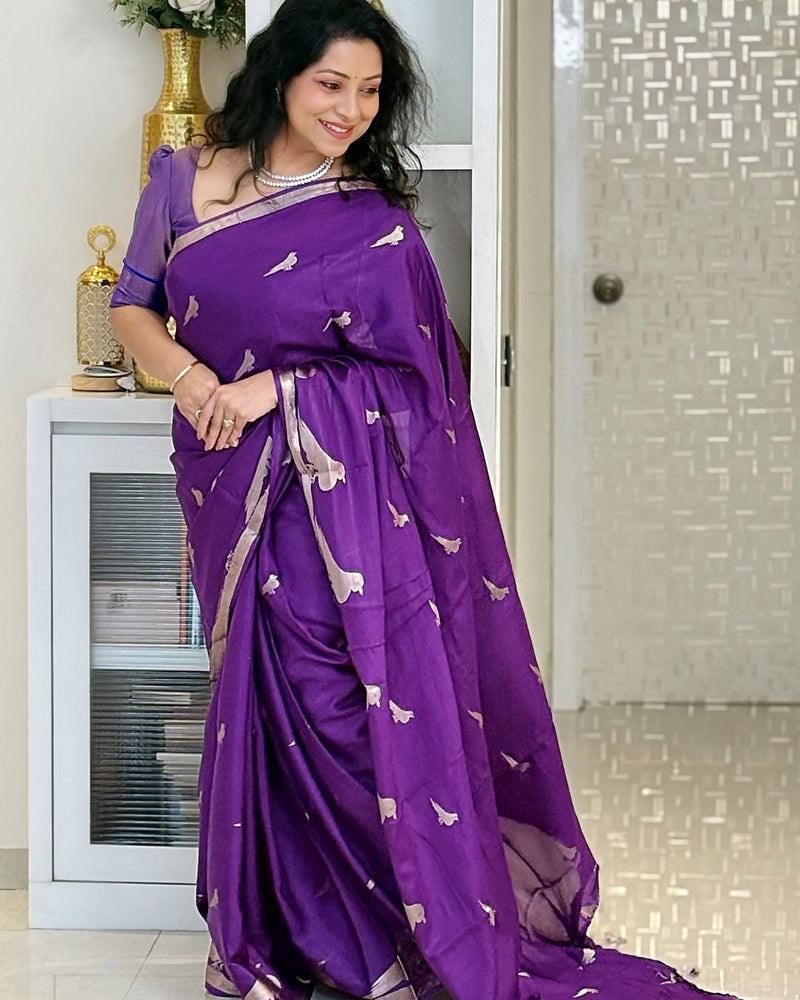 Royal Purple Jacquard Saree