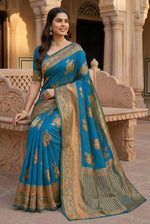 Refreshing Firoji Jacquard Silk Saree with Elegant Woven Motifs | Festive & Occasion Wear