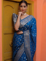 Royal Blue Jacquard Saree