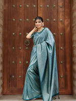 Peacock Blue Jacquard Saree