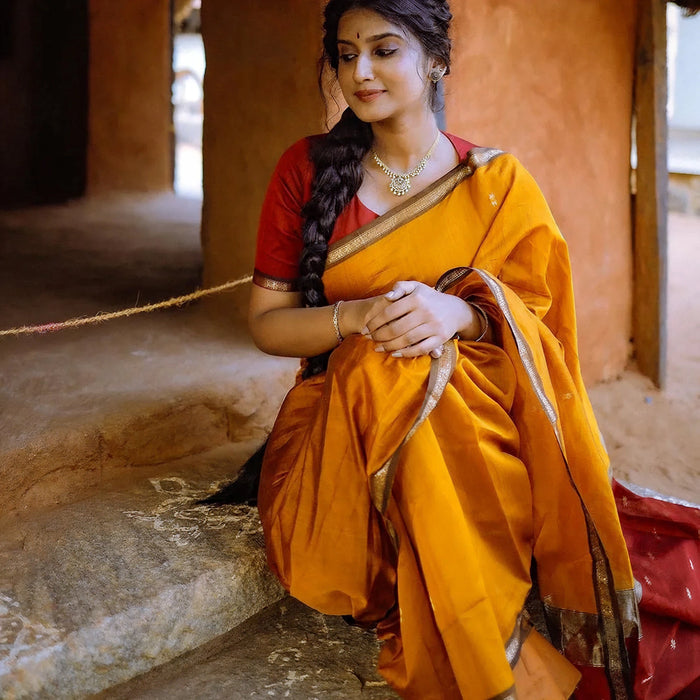 Yellow Jacquard Saree – Bright, Festive & Elegant Ethnic Wear