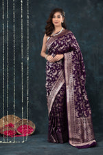 Luxury Dark Purple Jacquard Saree
