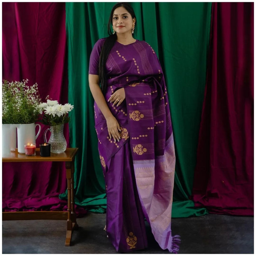 Premium Dark Purple Jacquard Saree