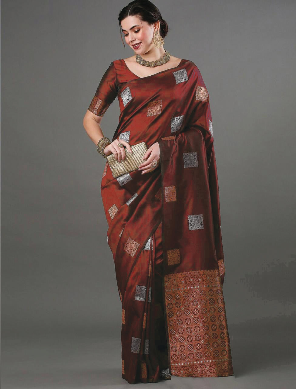 Luxury Maroon Jacquard Saree