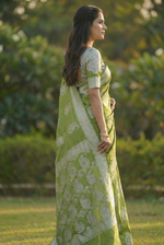 Elegant Mahendi Green Jacquard Saree