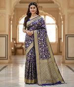 Elegant Navy Blue Jacquard Saree