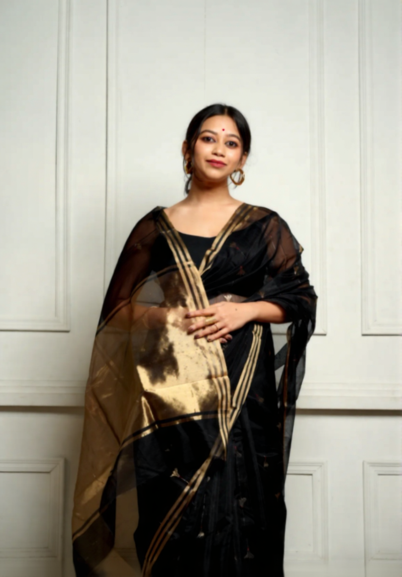 Elegant Black Jacquard Saree