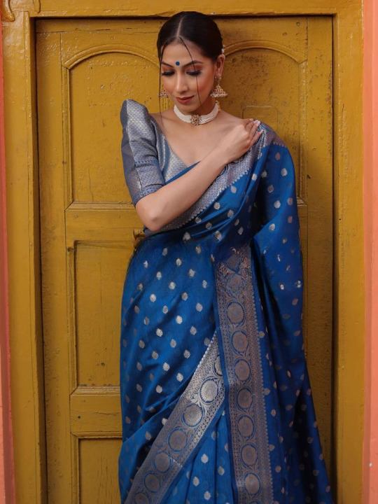 Royal Blue Jacquard Saree