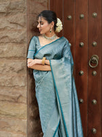 Peacock Blue Jacquard Saree