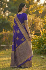 Royal Blue Jacquard Silk Saree with Luxurious Woven Motifs | Premium Festive Elegance