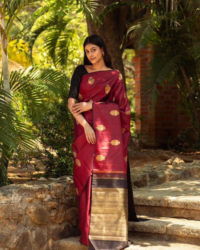 Rich Red Jacquard Saree for Women – Premium Weave Wedding & Festive Wear