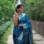 Lait Blue Jacquard Saree