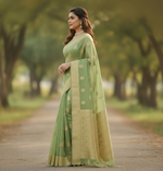 Pista Green Jacquard Saree