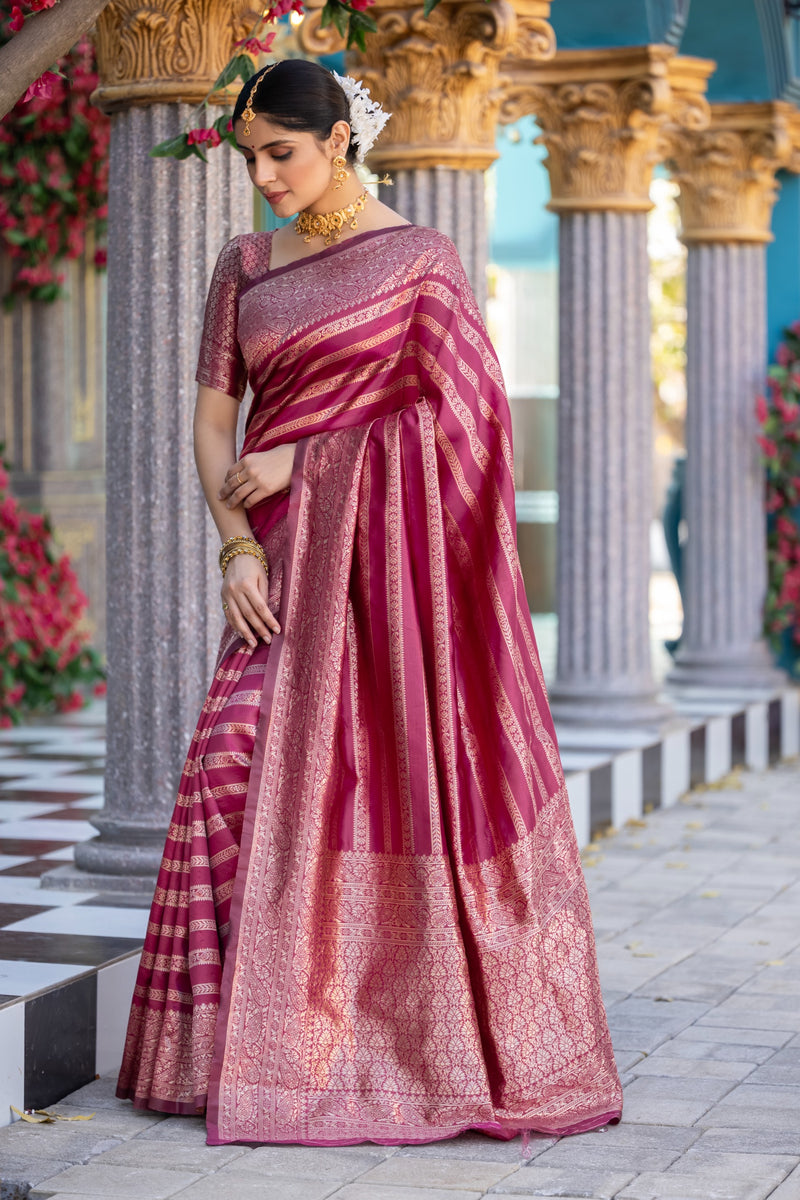 Premium Dark Pink Jacquard Saree