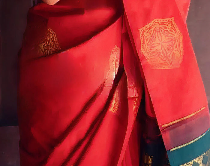 Radiant Red Jacquard Saree for Weddings, Festive Celebrations & Special Events