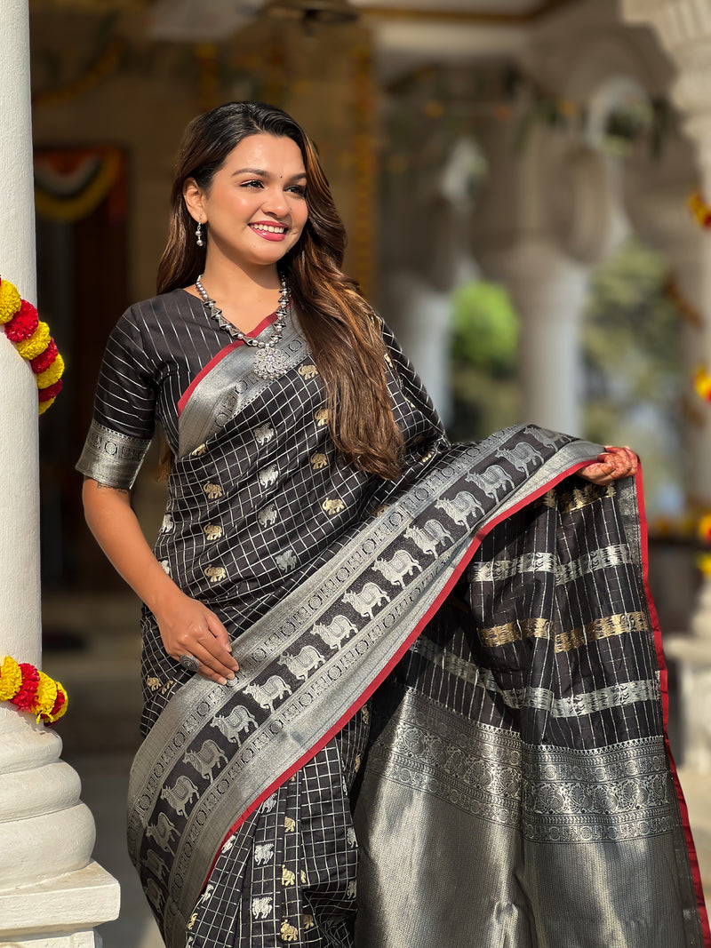 Black Jacquard Saree