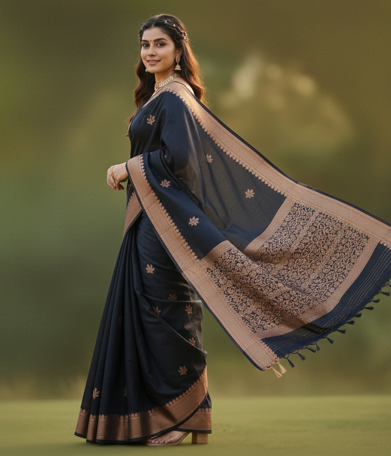 Black Jacquard Saree