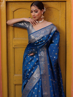 Royal Blue Jacquard Saree