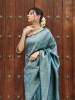 Peacock Blue Jacquard Saree