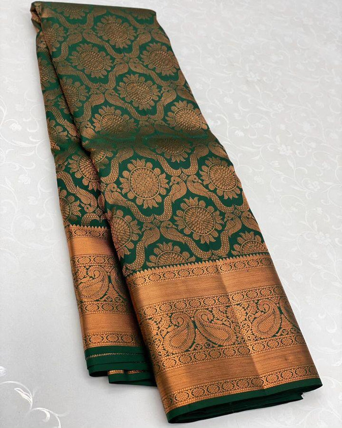 Mahendi Green Jacquard Saree – Elegant & Ethnic Indian Wear