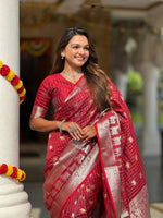 Red Jacquard Saree