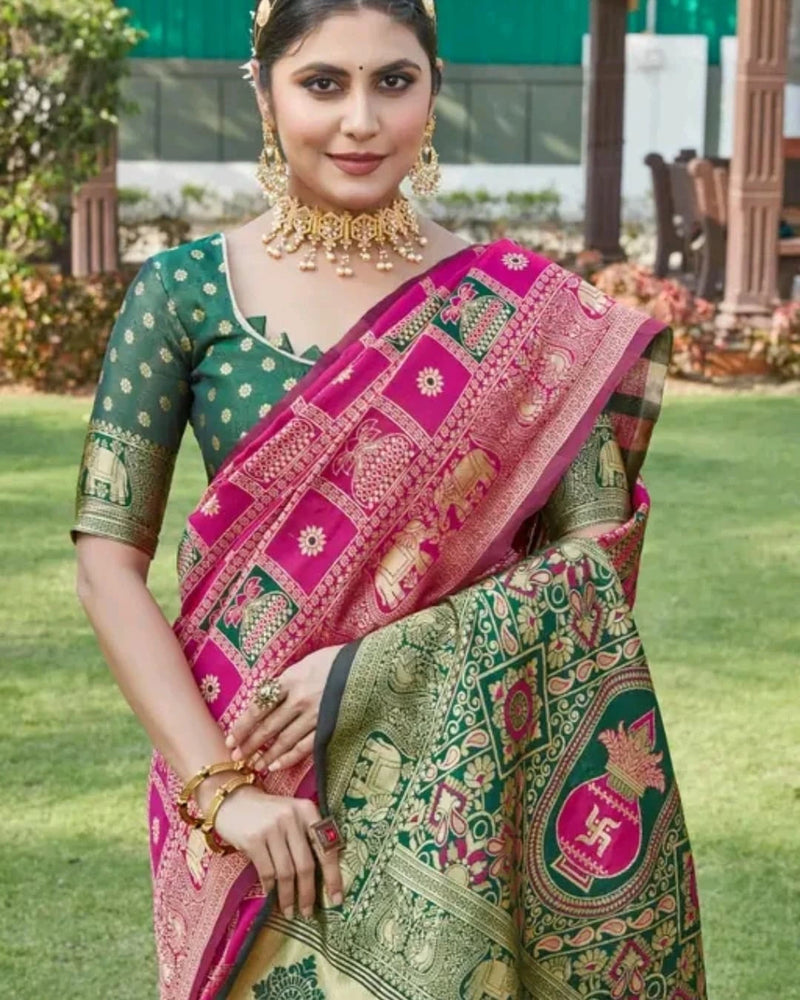 Luxurious Wine Jacquard Saree