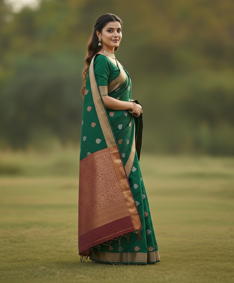 Green Jacquard Saree