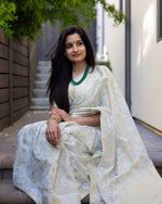 Elegant White Jacquard Saree