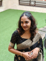 Midnight Black Jacquard Saree