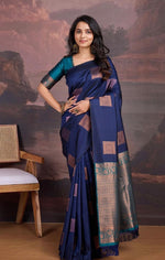 Elegant Dark Blue Jacquard Saree