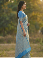 Sky Blue Jacquard Saree