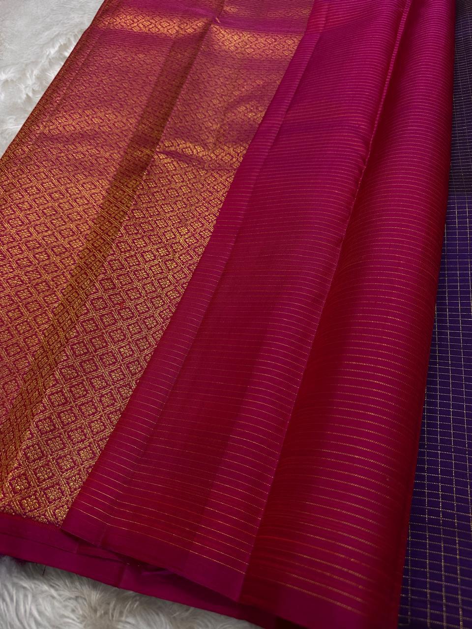 Wine Pink Jacquard Saree