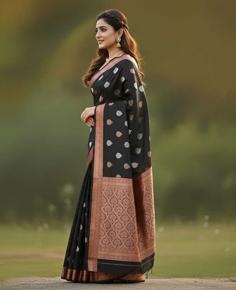Black Jacquard Saree 