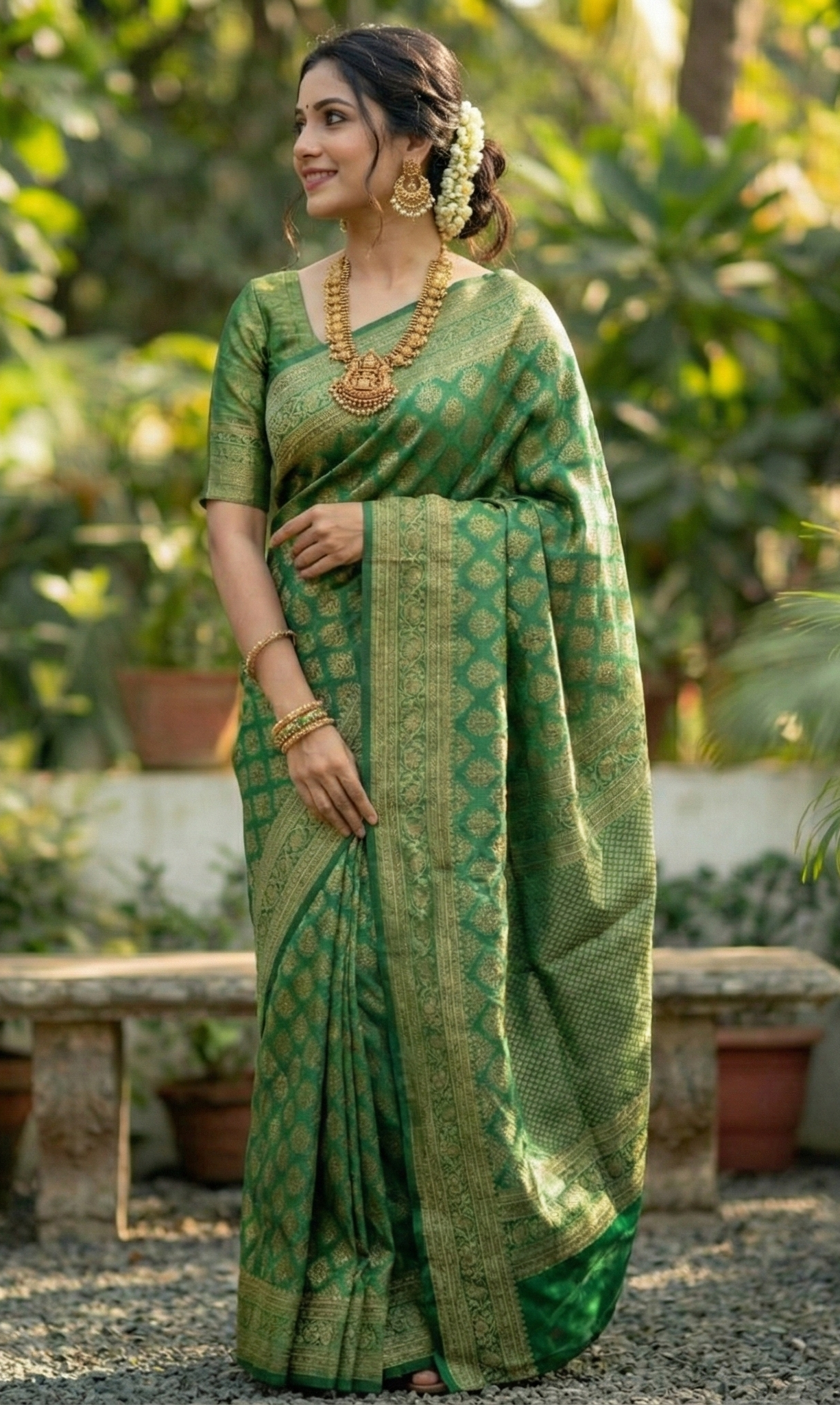 Mahendi Green Jacquard Saree
