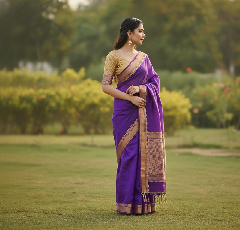Royal Purple Jacquard Saree