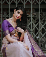 Elegant Peach Purple Jacquard Saree