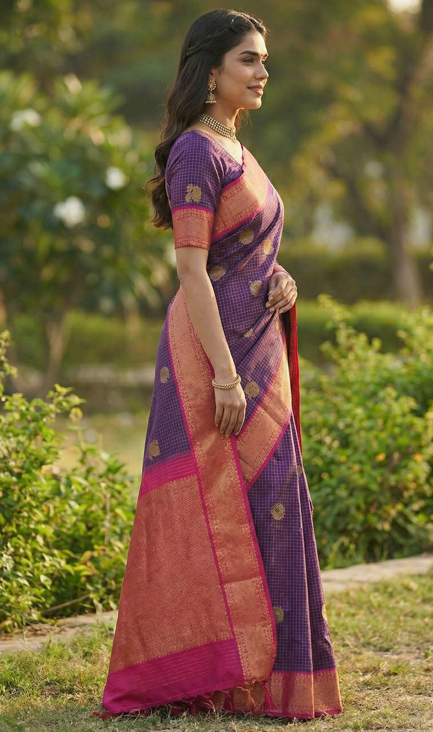 Wine Pink Jacquard Saree