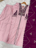 Elegant Pink Roman Silk Anarkali Kurti Set