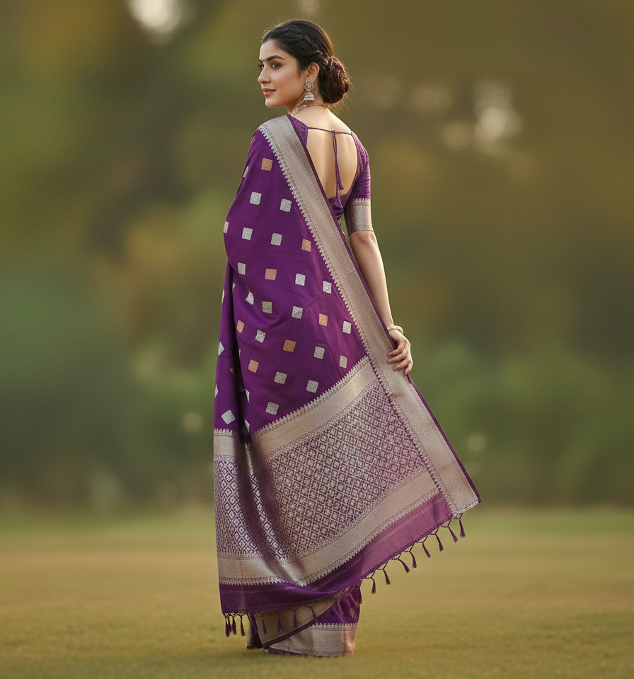 Wine Jacquard Saree