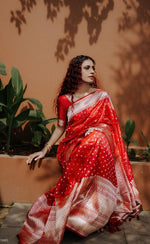 Vibrant Red Jacquard Saree