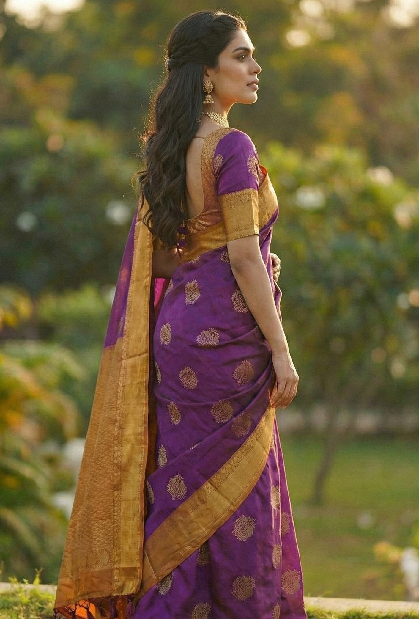 Elegant Purple Jacquard Saree