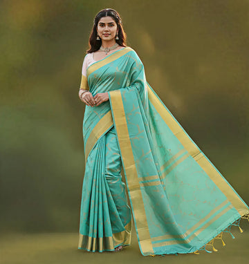 Premium Light Blue Jacquard Saree – Elegant Woven Saree for Festive & Special Occasions