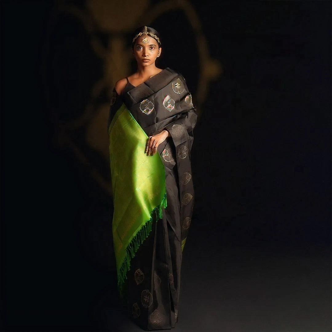 Luxury Black Jacquard Saree